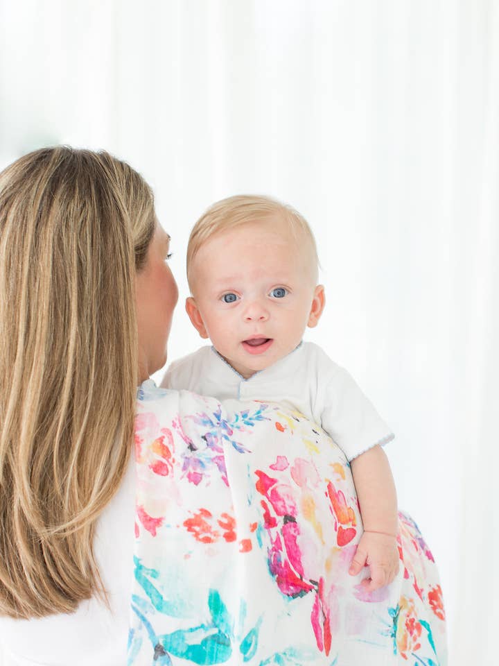 Stroller Society - Wholesale Swaddle - Baby - Baby Blankets Bamboo and Organic Cotton Muslin Flora4