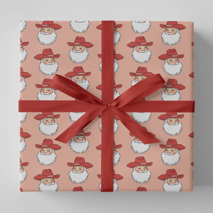 Cowboy Julemand Indpakningspapir | 3 ark, 20" x 29" for engroshandel hos Deck & Adorn