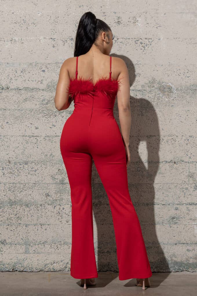 Melrose with Love - Vente Combinaison – femme - COMBINAISON EN CRÊPE À BAS CLOCHE AVEC PLUMES6