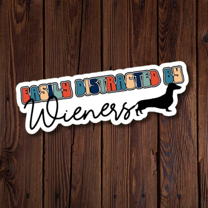 Facilmente distraído pelo autocolante Wieners por atacado de Roxanne Johnston Designs