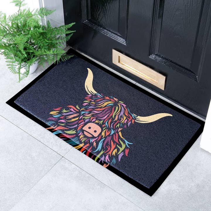 Artsy Mats - Wholesale Deurmat - Highland Cow Colour deurmat voor binnen en buiten - 70x40cm