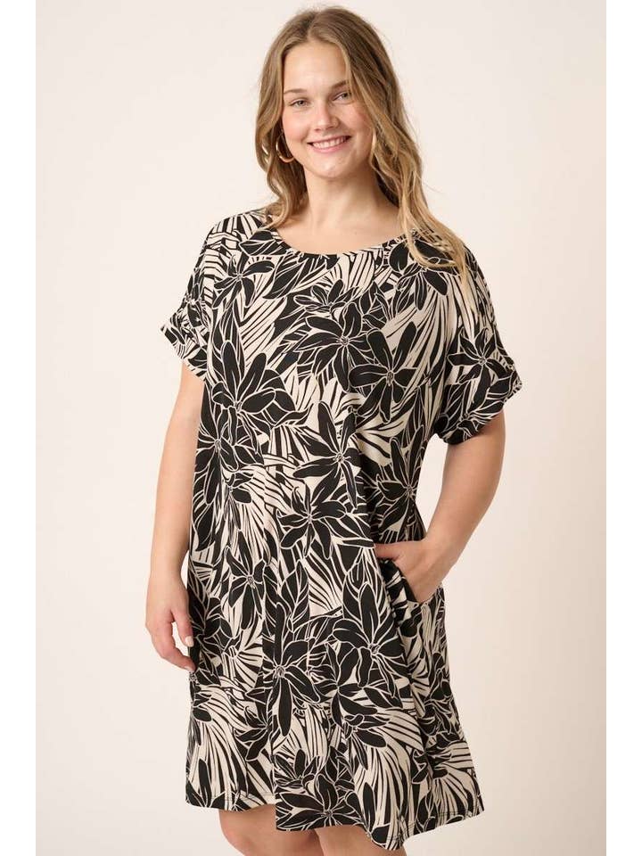mittoshop - Wholesale Dress - Women's - D1912PL - PLUS TROPICAL PRINT DOLMAN MINI DRESS