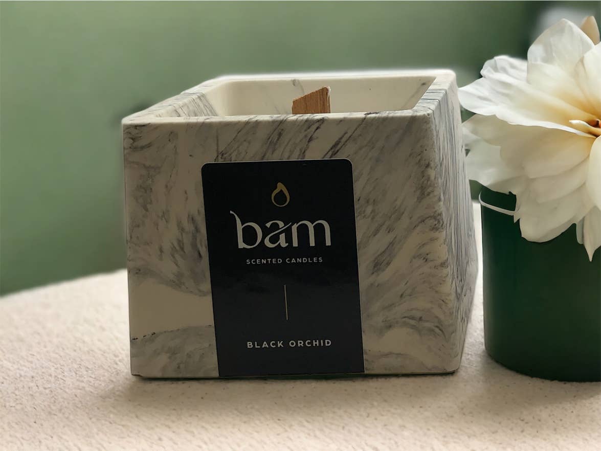 BAM - Wholesale Jar/Filled Candle - BAM - BLACK ORCHID scented candle - SQUARE Collection2
