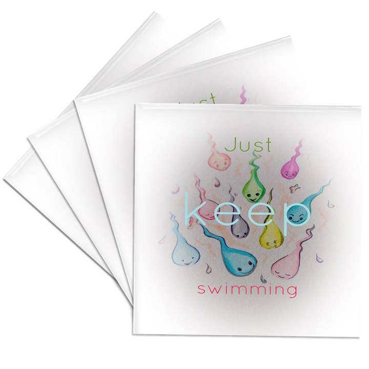 3dRose - Wholesale Coasters - 3dRose, Cute image of sperm with typography., Coaster