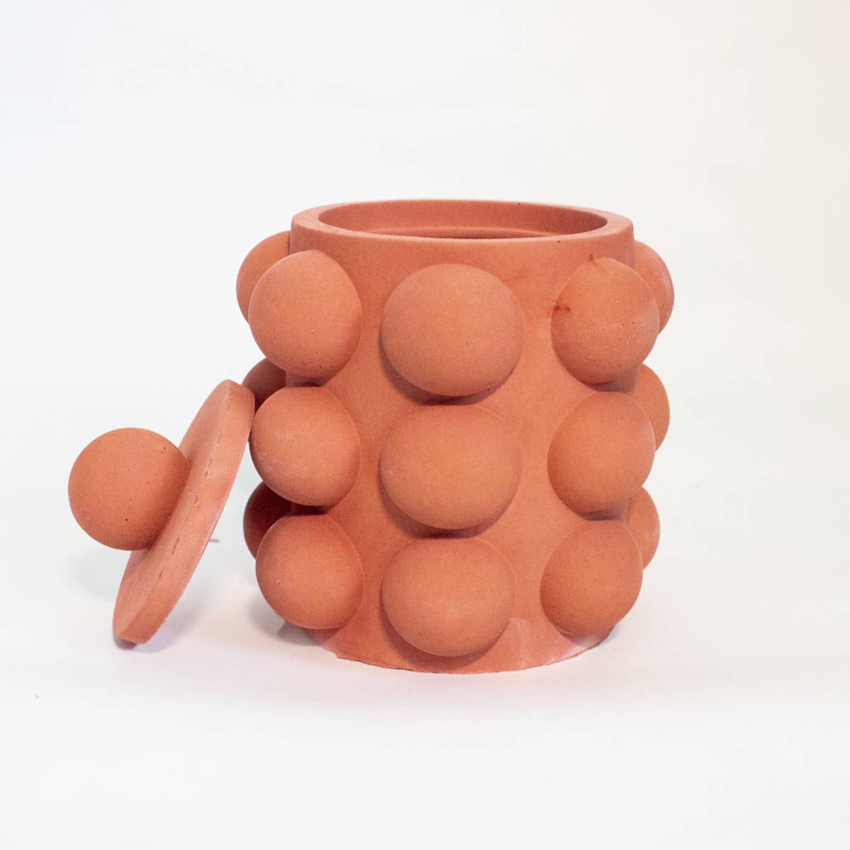 Moderniche - Vente Bougeoirs - Pot à bougie en béton vide de 8 oz avec couvercle en option - Style à bulles0