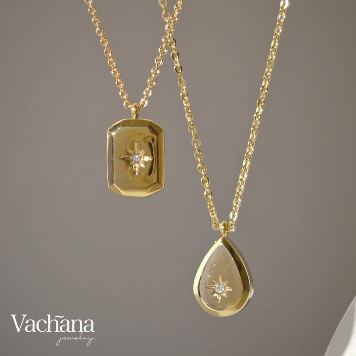Vachana – wholesale Pendant/charm necklace – Teardrop, Rectangular Cubic Zirconia North Star Necklace 1