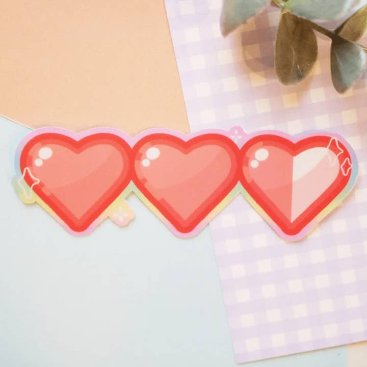 Heart Meter Gamer Life Kawaii Sticker for wholesale by Chibi Cheeks Co