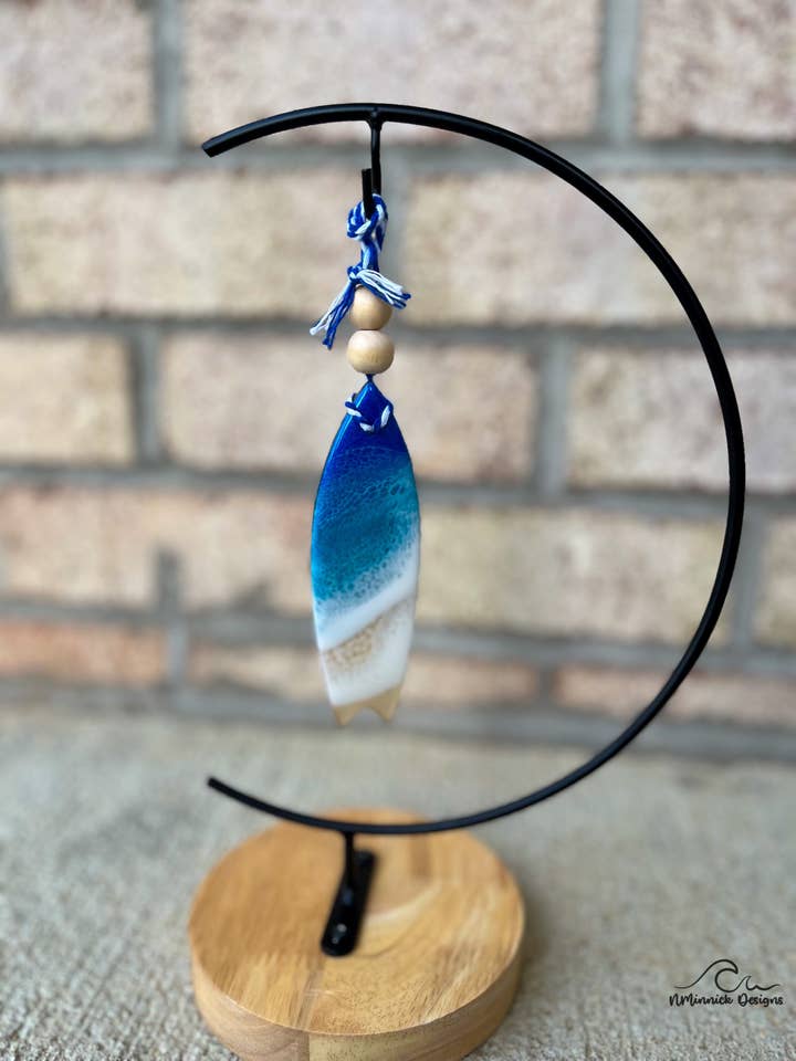 Surfboard Beach Ornament for wholesale by NMinnick Designs