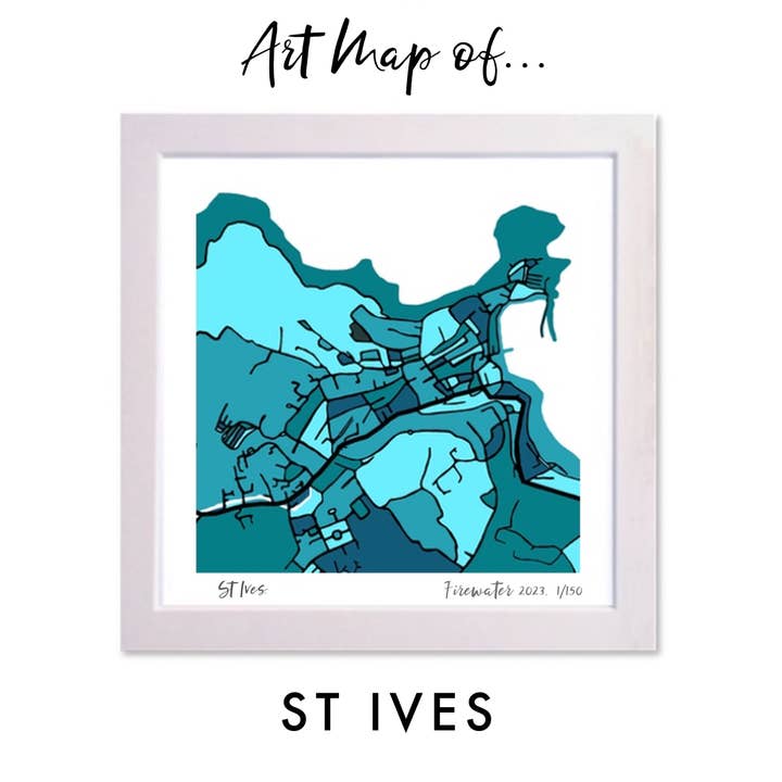 ST IVES UK ART MAP - HAND-DRAWN & LIMITED EDITION for wholesale by Firewater Gallery
