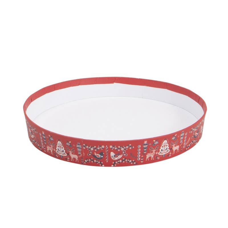 Deffrennes - Wholesale Basket - Scandinavian round cardboard Christmas basket diameter 20.5x3cm0