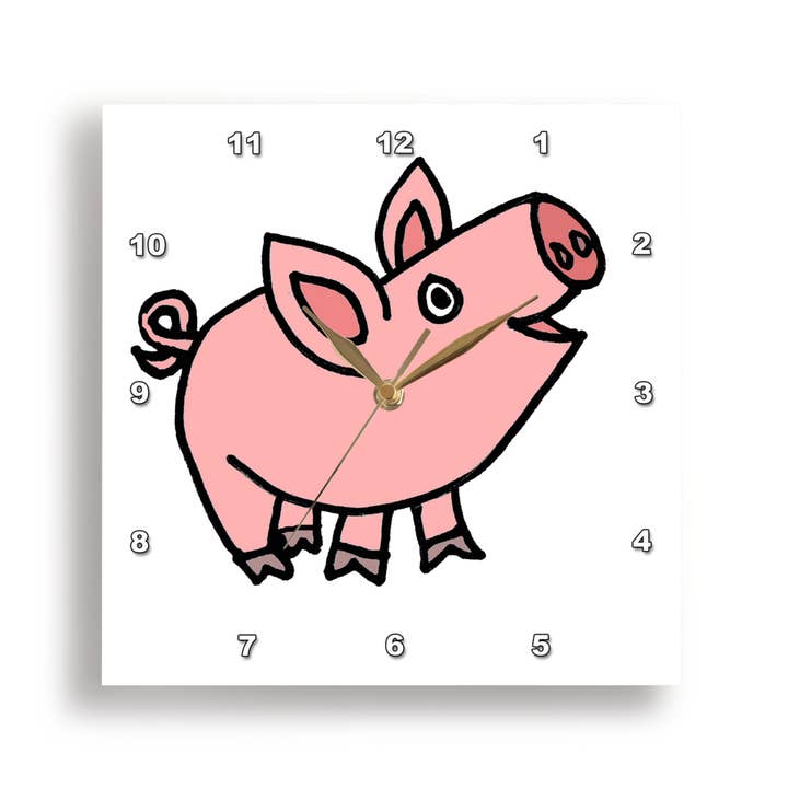 3dRose, Divertente e Simpatico Maialino Rosa Cartoon, Orologio da Parete per la vendita all'ingrosso da parte di 3dRose