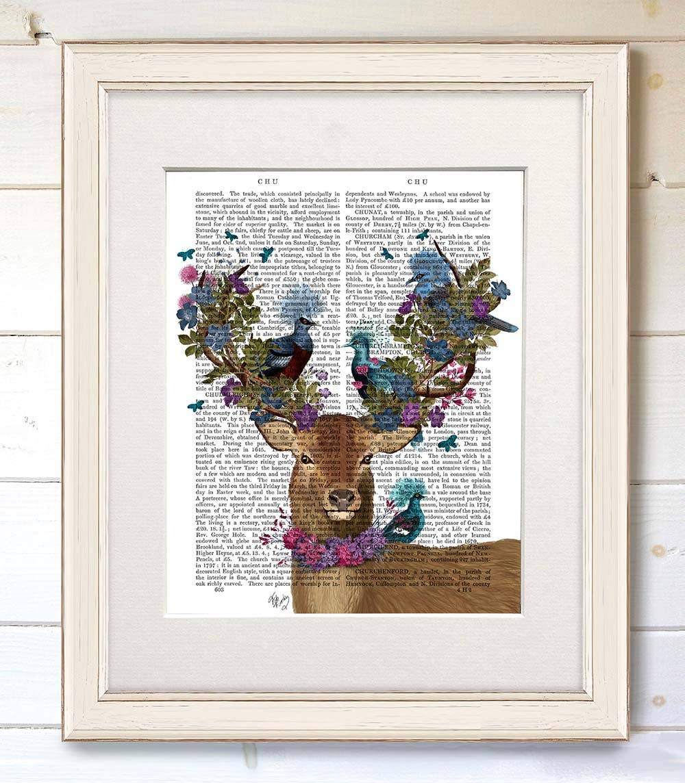 FabFunky Ltd - Wholesale Art Print - Deer Birdkeeper Blue Pigeons, Book Print / Art Print1