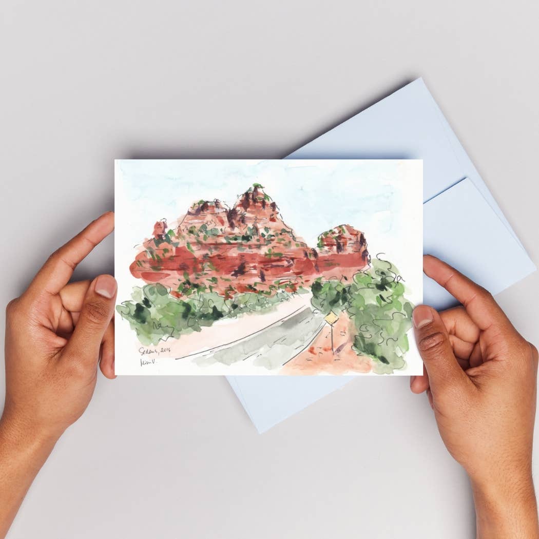 Maria Langgle – wholesale Everyday greeting card – Sedona Watercolor Folded Greeting Card with Envelope 5x72