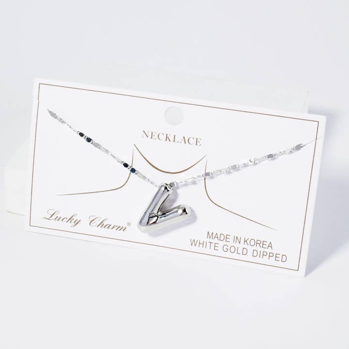 OHBOOBA DESIGN - Wholesale Pendant/Charm Necklace - 18K Gold Dipped Brass Bubble Initial Pendant Necklace43