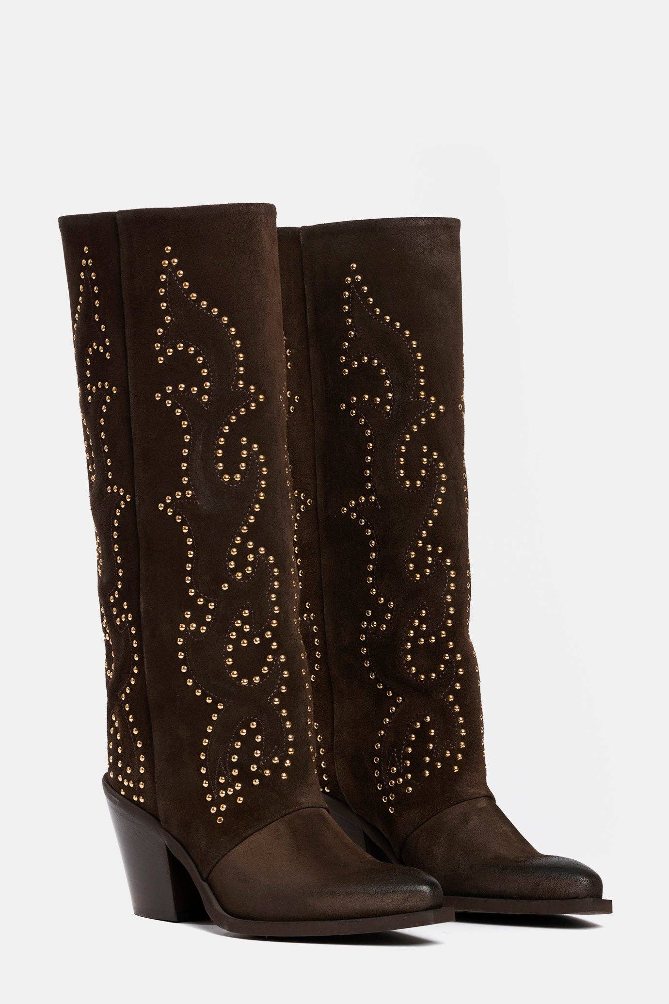 METISSE - Wholesale Boots - Women's - Dark brown suede cowboy boots XD10181