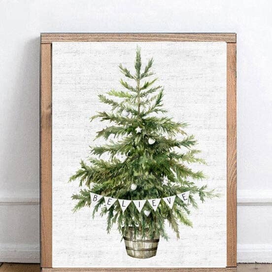 Arbre de Noël Whisky Barrel Believe pour la vente par Lettered & Lined