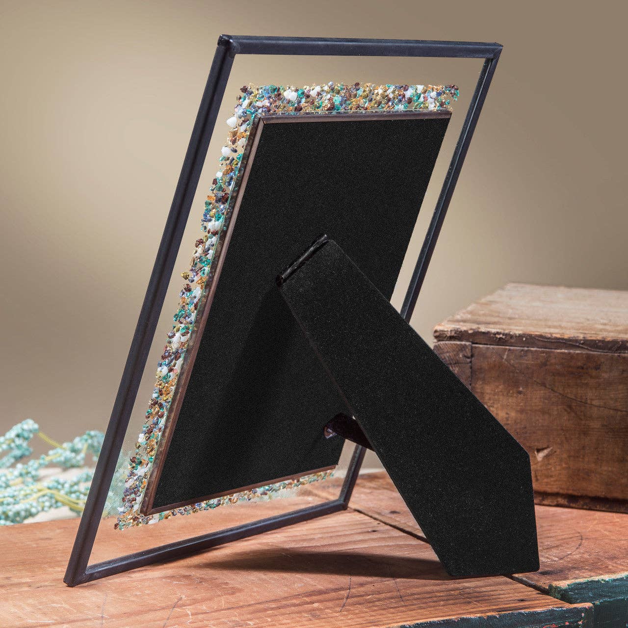 J Devlin Glass Art & Bert Anderson Collection - Wholesale Picture Frame - Pic 456 Multi Colored Fused Glass Chips on Clear Frame Series7