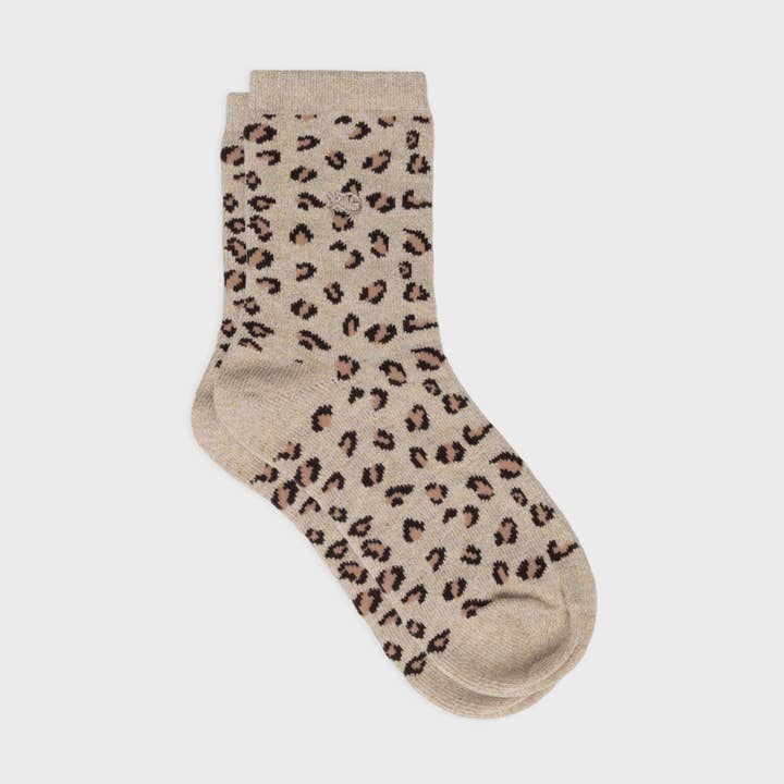 Girls' leopard socks - Beige for wholesale by BILLYBELT