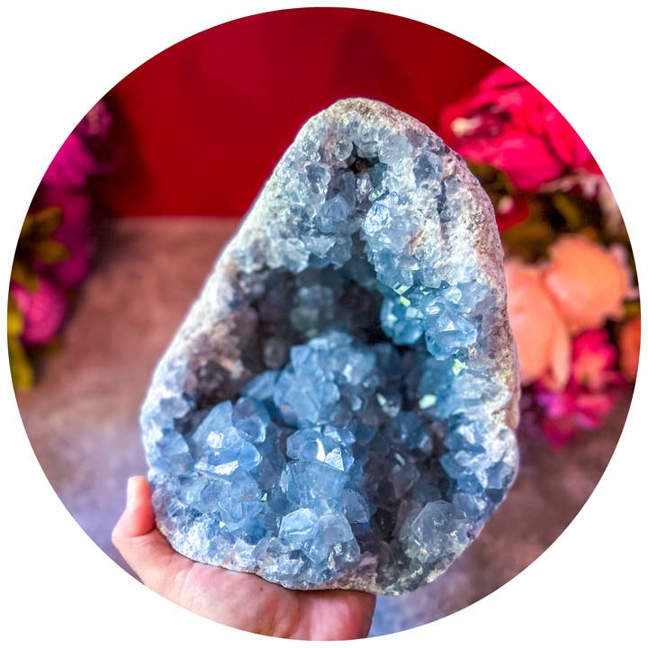 Huge Ethically Sourced Raw CELESTITE Geodes 3 - 5 1/2 lbs! for wholesale by Mandala Gems