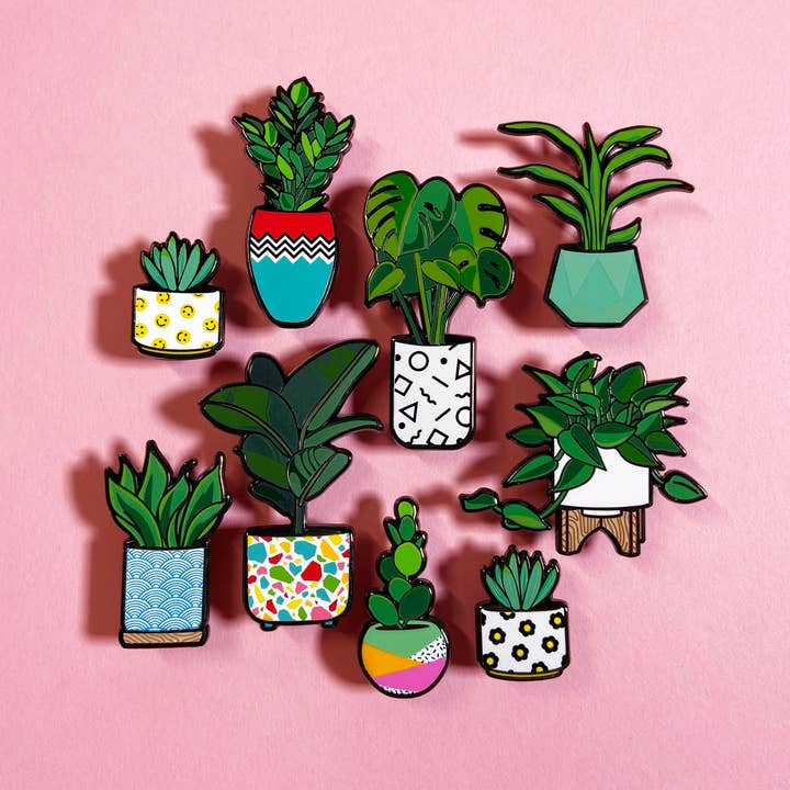 snacks please - Wholesale Lapel Pin/Button - Monstera Potted Plant Enamel Pin (Swiss Cheese Plant)3