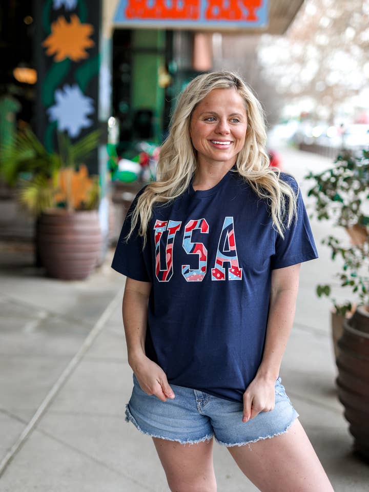 Jadelynn Brooke - Wholesale Screen Printed T-Shirt - Women's - USA (Navy)- Short Sleeve