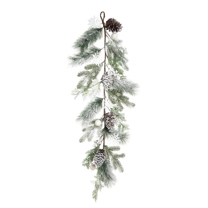 CLOSEOUT Artificial 46 in. Green Christmas Frosted Garland for wholesale by Transpac