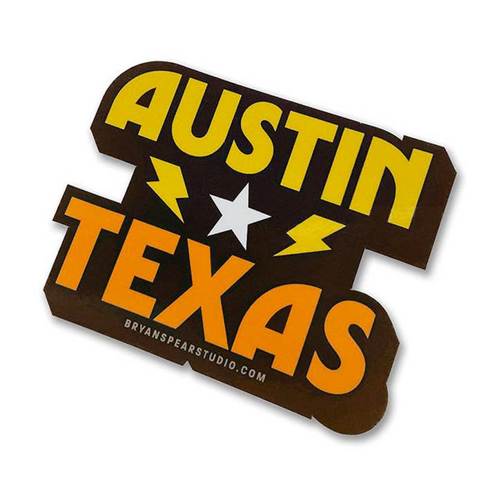 Austin Block Sticker for wholesale by Bryan Spear Studio