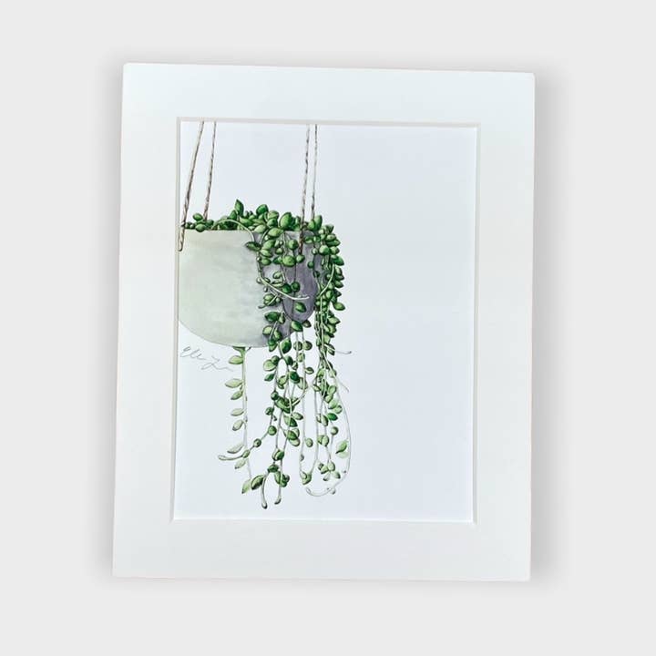 String of Pearls Hanging Plant 8x10 Matted Print for wholesale by Elena Johnson Art