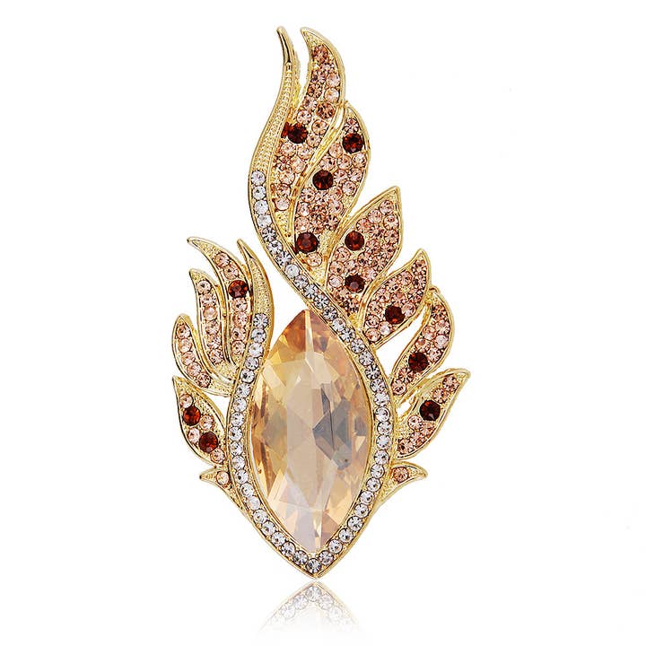 Ole - Wholesale Brooch - Feather Eye Crystal Rhinestone Brooch Pin