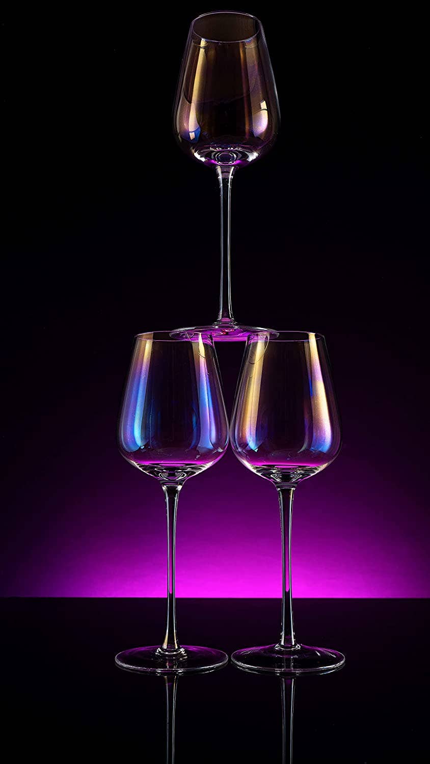 The Wine Savant /  Khen Glassware - Wholesale Wine Glass - Iridescent Luster Large Radiance Wine Glasses - White Pearl6
