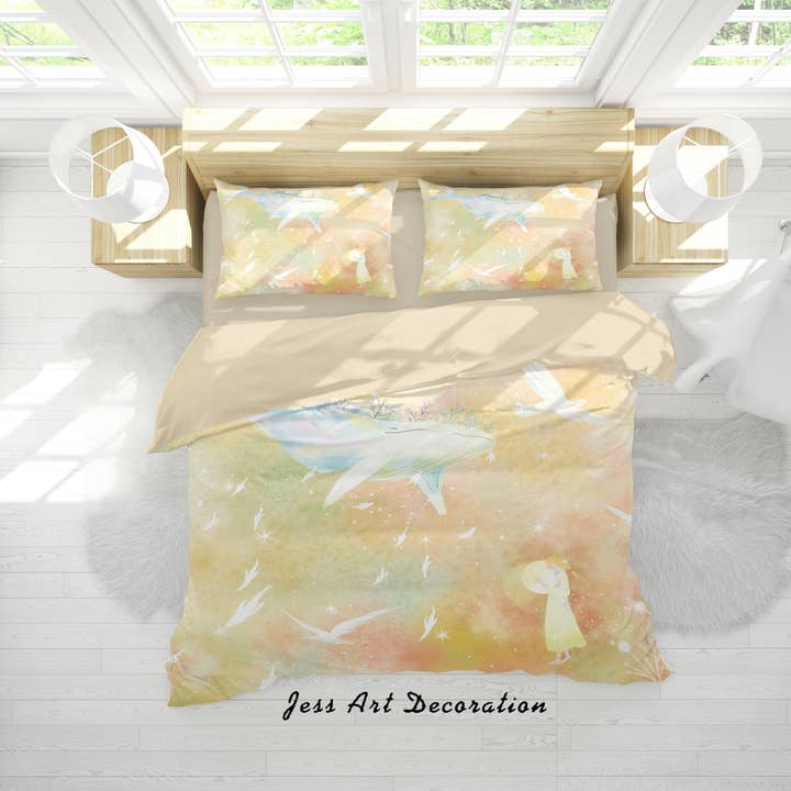 3D Cartoon Meisje Dolfijn Dekbedovertrek Set Beddengoed Set Dekbedovertrek Kussenslopen A547 LQH voor wholesale door Jess Art Decoration