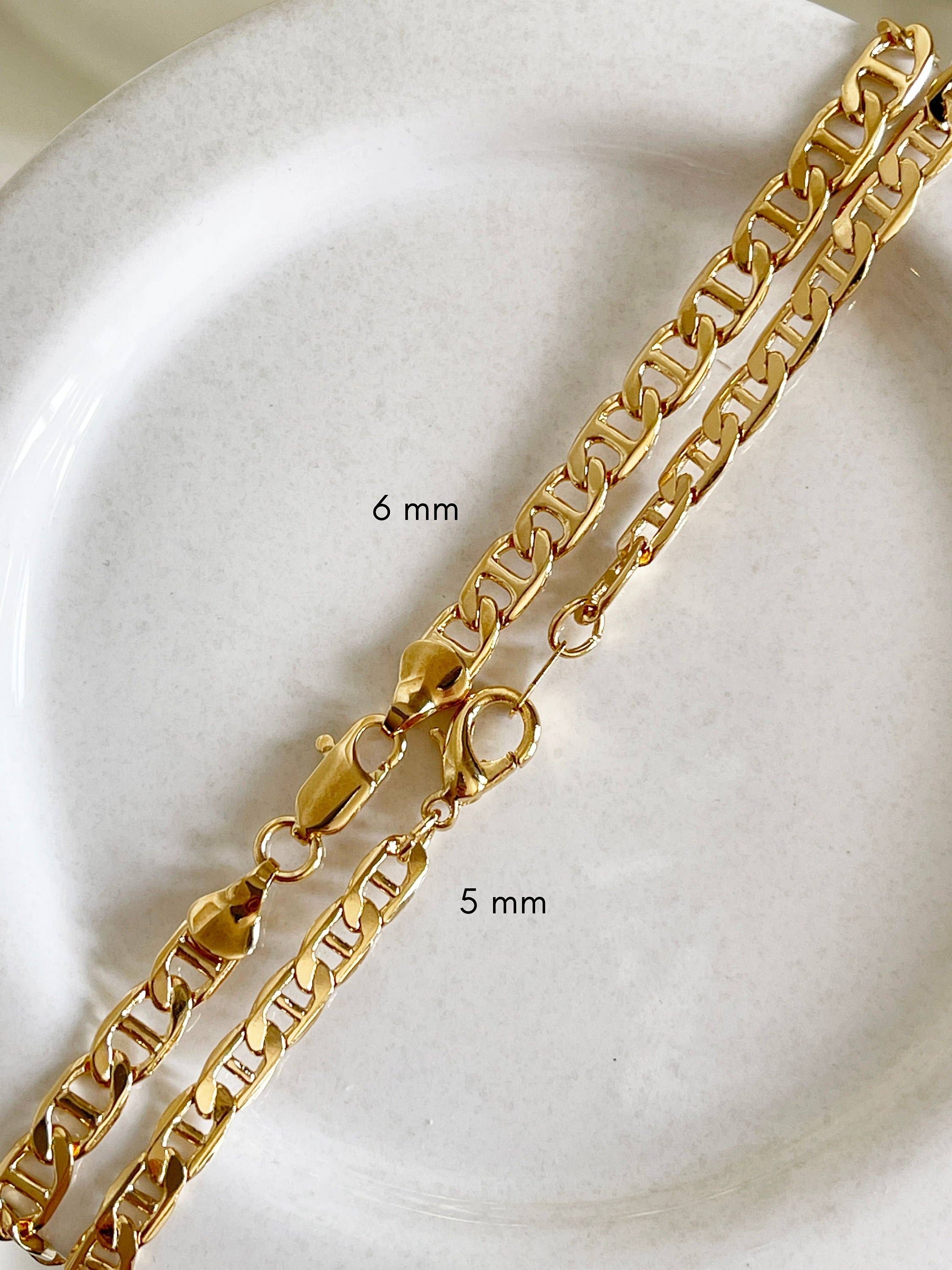 Melange Blanc - Wholesale Link & Chain Necklace - Chloe Gold flat chain dainty layering necklace7
