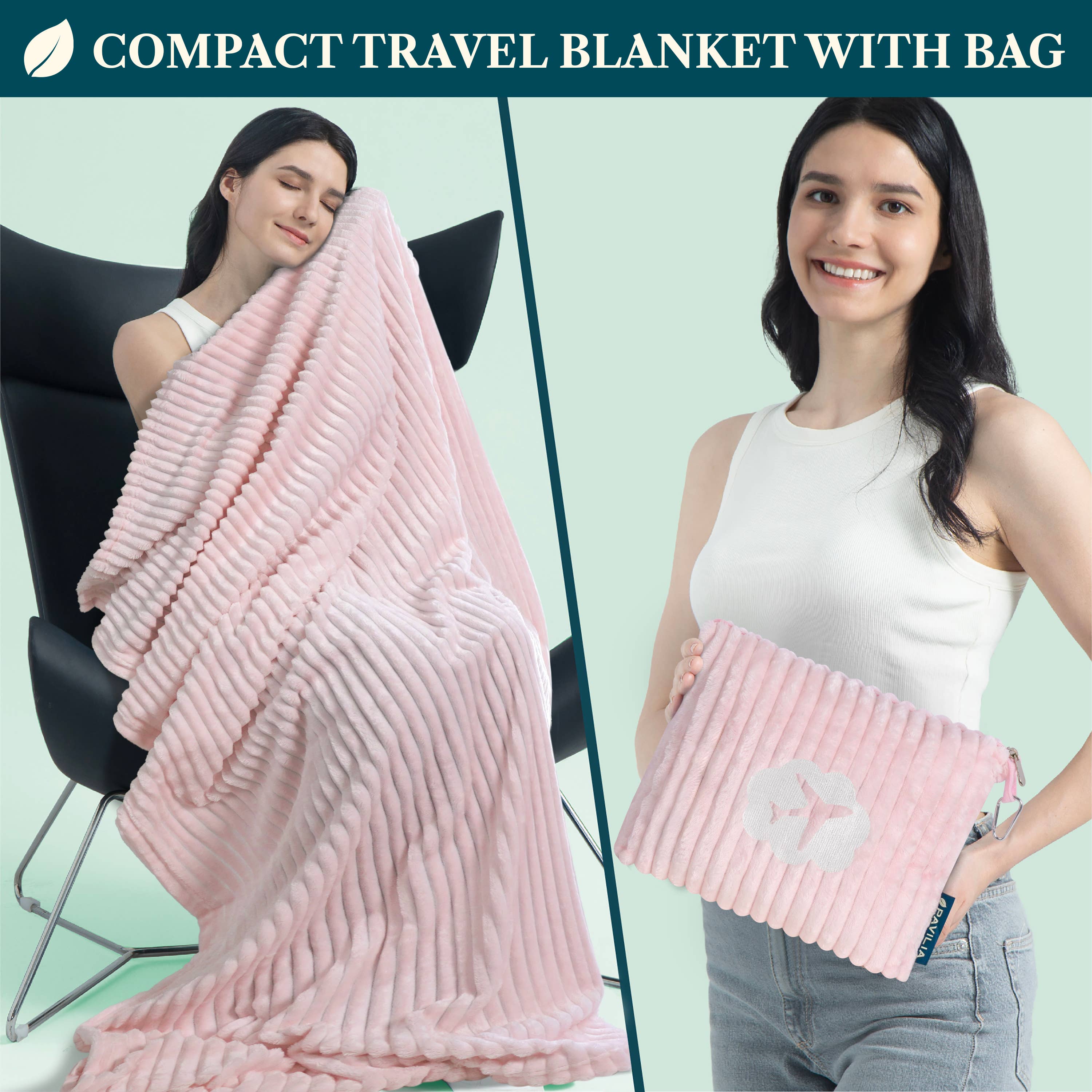 Pavilia - Wholesale Travel Blanket - Airplane Fleece Travel Blanket Pillow10