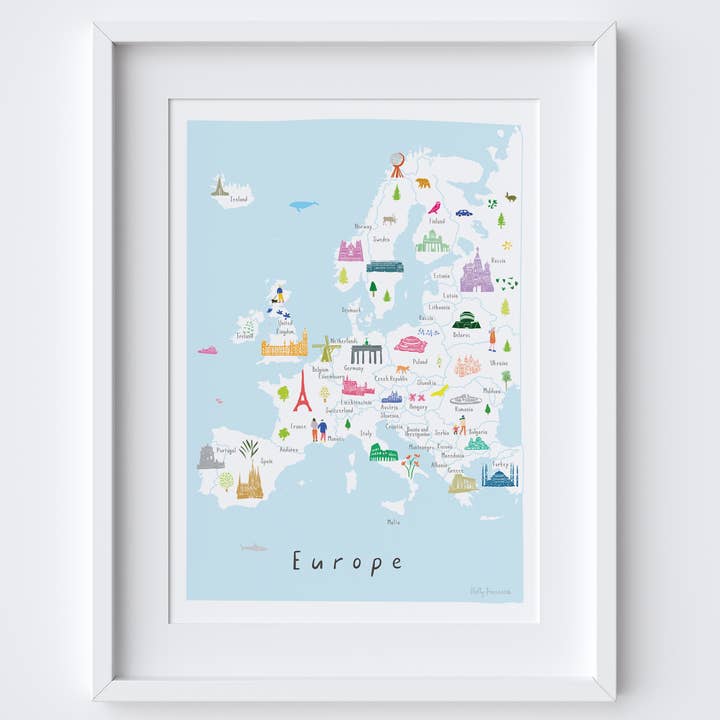 Holly Francesca – wholesale Art print – Map of Europe Art Print - A4 Print