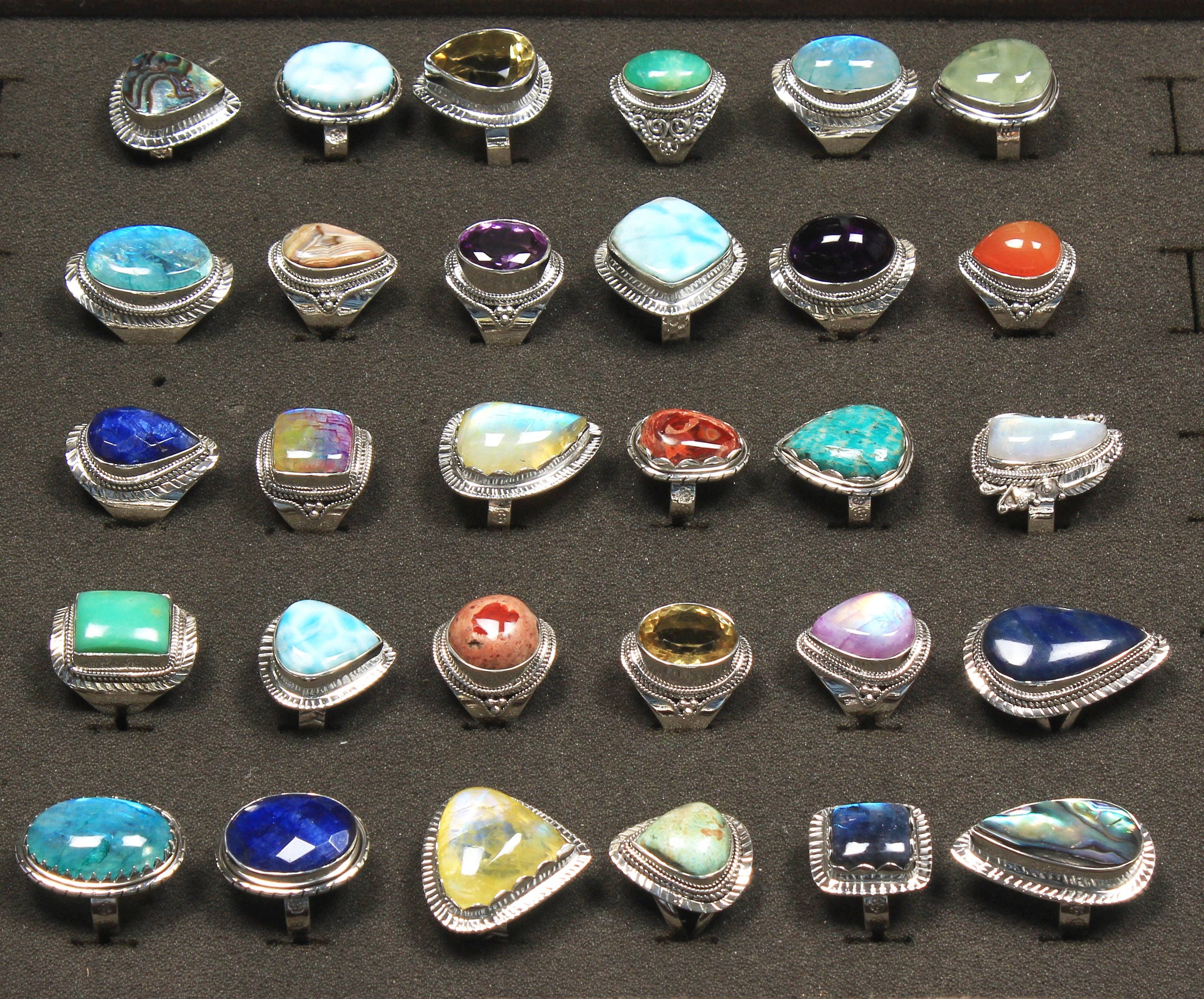 Handmade Jewels – Engroshandel Statementring – Naturlige Assorterede Multi Krystal Massivt 925 Sterling Sølv Ringe Til Kvinder, Engros Parti Til Masseudsalg1