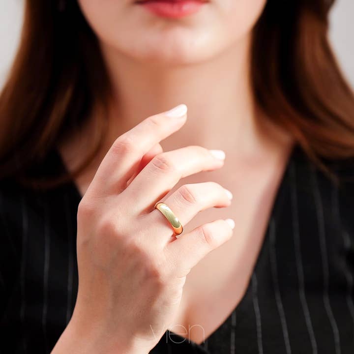 5mm 14k massivt guld kupolbröllopband för wholesale av Discount Jewelry NY