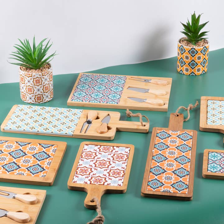 VdE Tivoli 1996 - Wholesale Cutting Board - VALLADOLID CHEESE BOARD 4ASS WITH 3 CHEESE KNIVES6