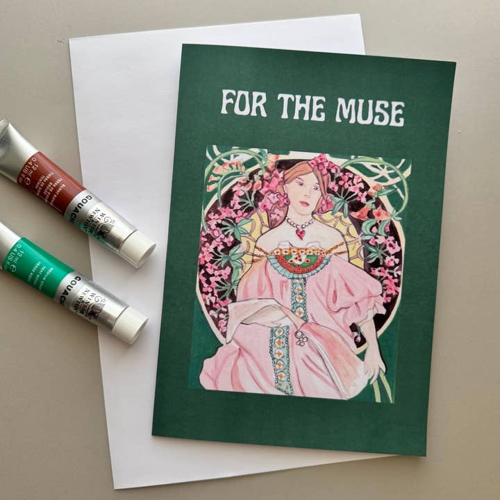 For the Muse – Art Nouveau Greeting Card for wholesale by Kubytovych Studio