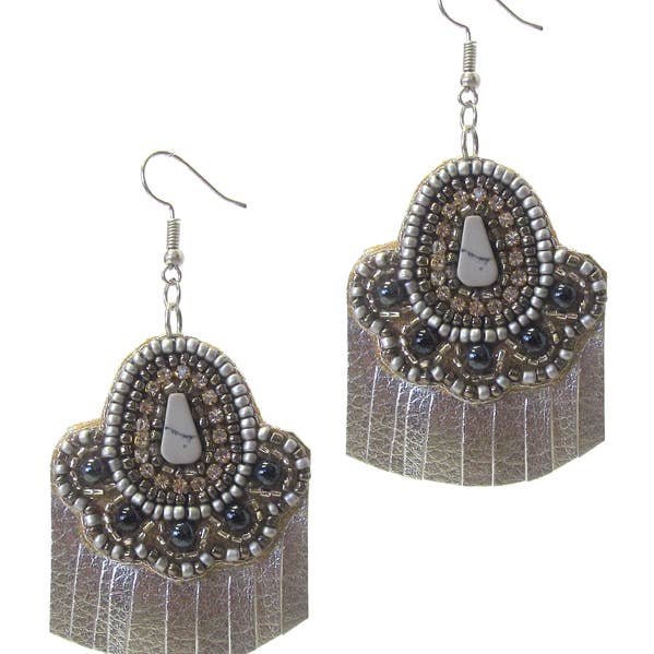 Jewelry Max - Wholesale Dangle Earrings - ( J596 ) SEED BEAD LEATHER EARRING0