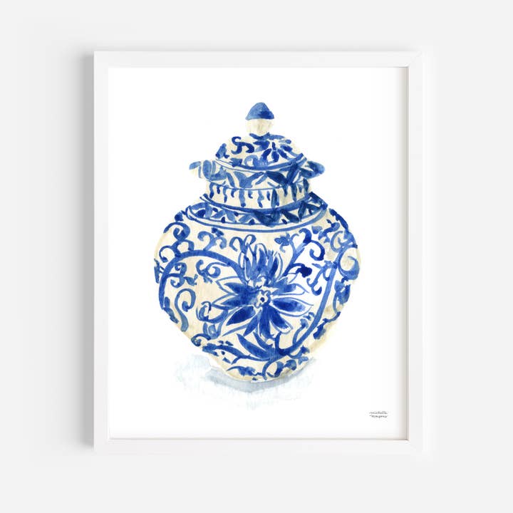 Michelle Mospens - Wholesale Art Print - Watercolor Ginger Jar No4 Wall Art by Michelle Mospens