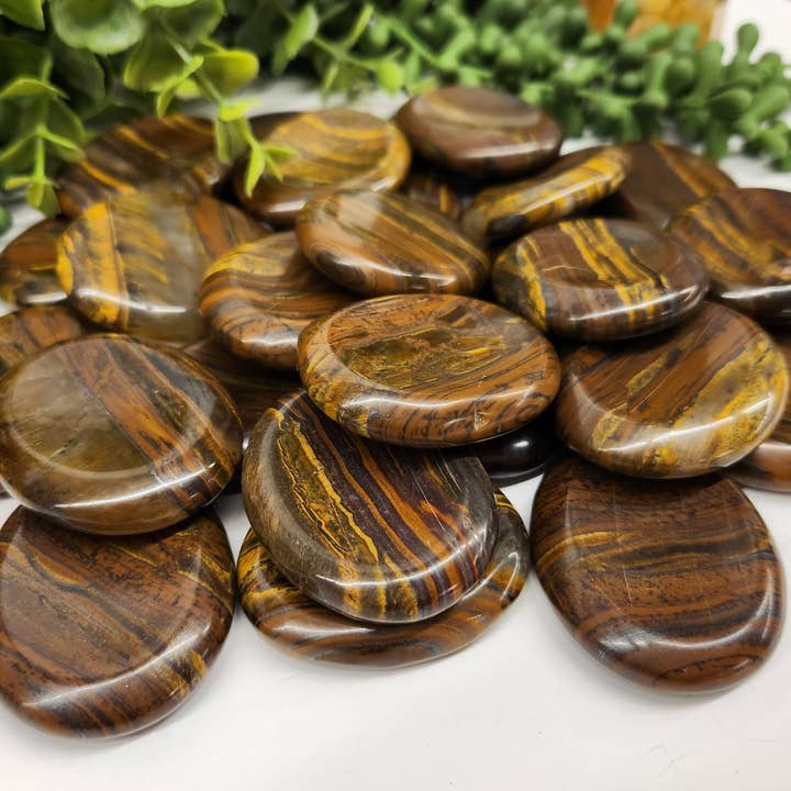 Meraki Gemstones - Wholesale Spiritual Stone/Crystal - Iron Tiger Gemstone Worry Stones-50x40x10mm (0.5kg/1.1lbs)