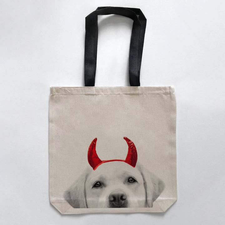 Golden Lab 7 Peeking Lil' Devil Halloween Tote for wholesale by Perkie Prints