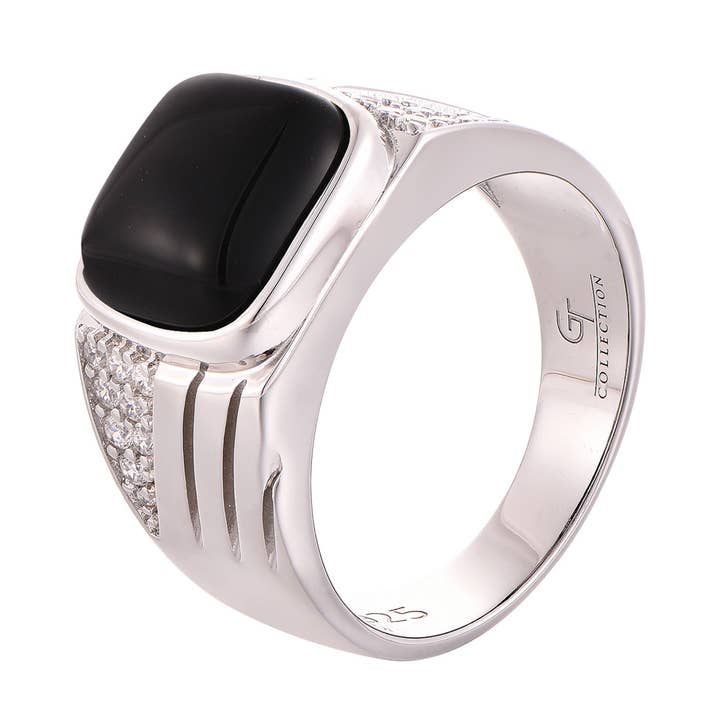 Men's 925 Sterling Silver RING with Black ONYX stone for wholesale by GT collection Jewelry