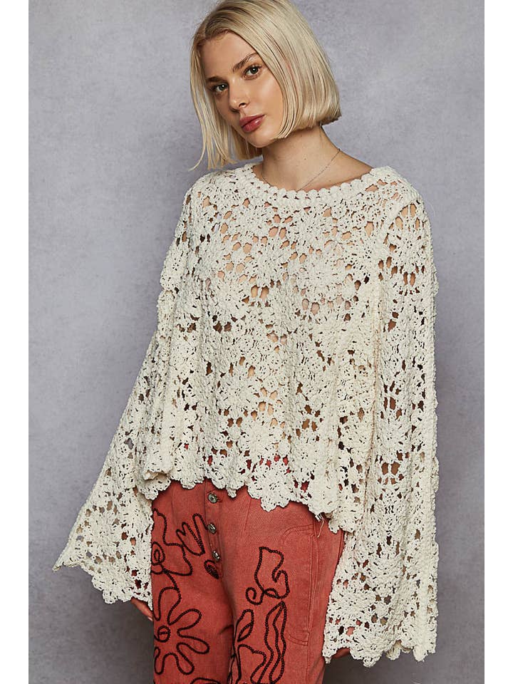 Pol Clothing - Wholesale Knitted jumper – Women′s - Textured Chenille Sweater Loose Fit Crochet Top 22