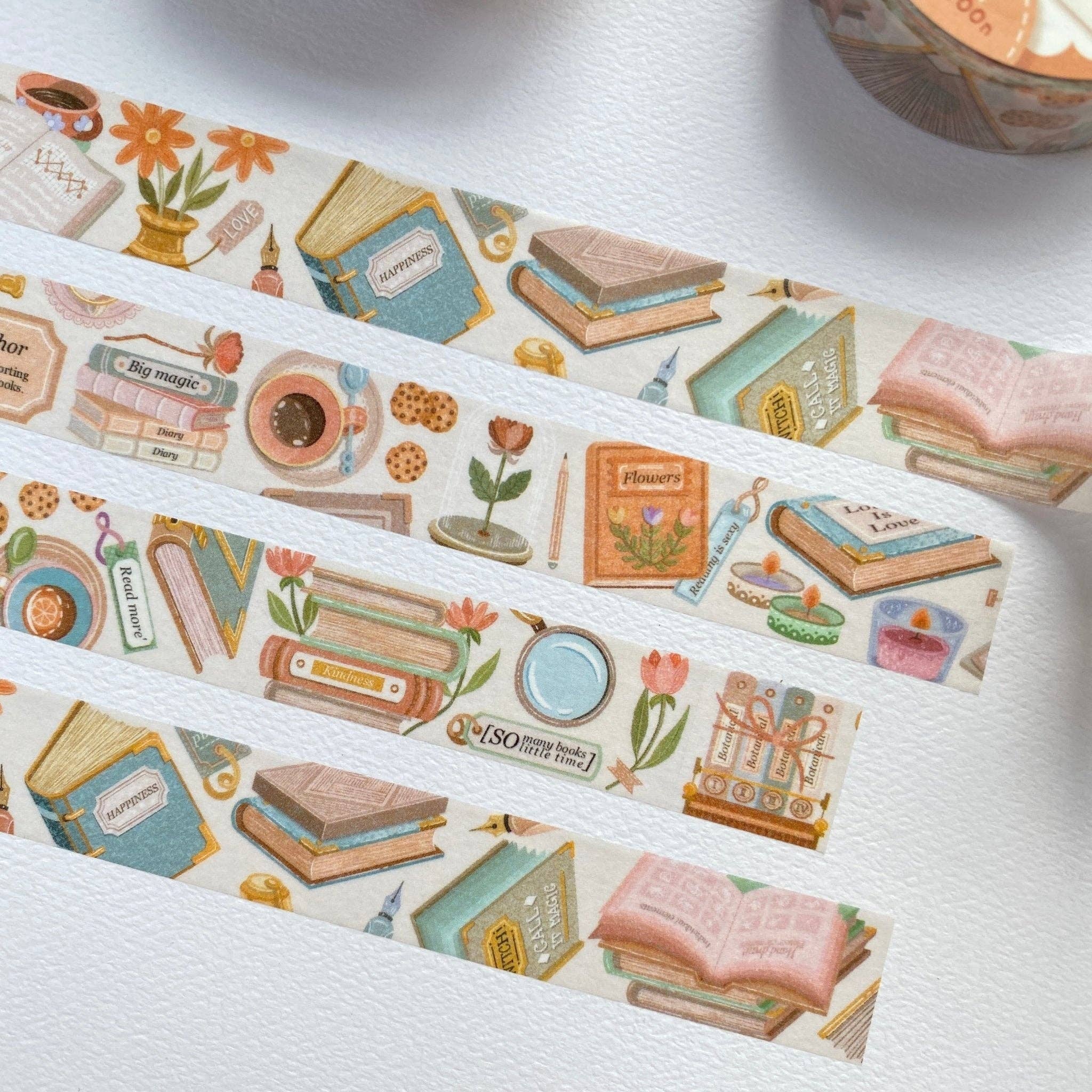 Lettoon - Vente Rubans adhésifs Washi - Washi tape motif livre, café et biscuits4