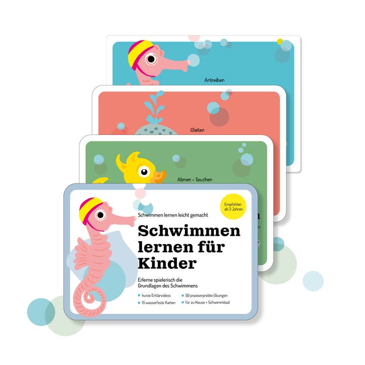 Kartenset mit 15 Schwimmkarten für den Großhandel von spass-im-wasser