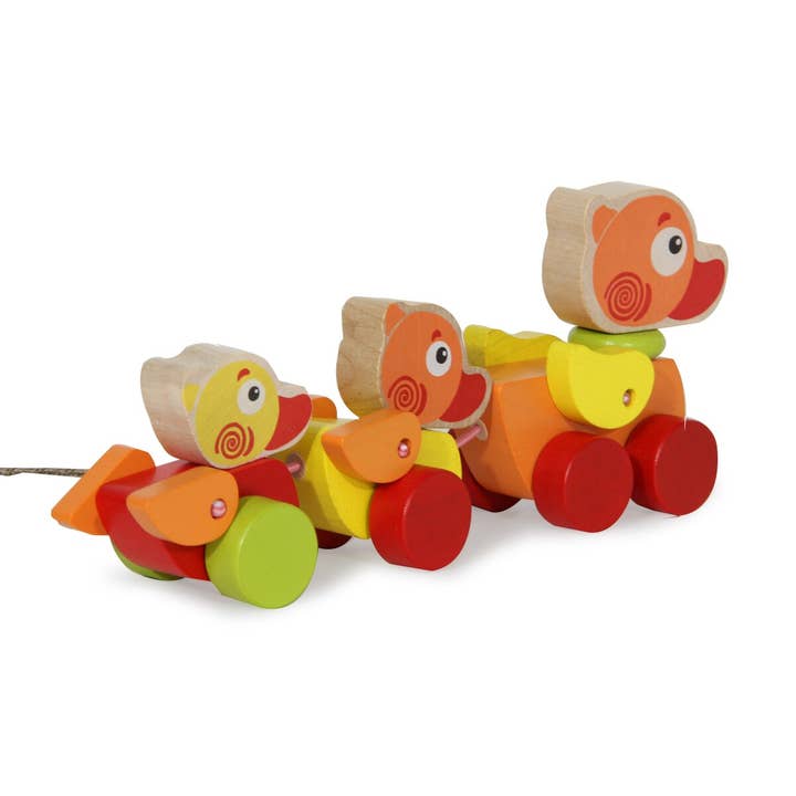 mhw24 - Venta al por mayor Juguete de madera - Niños - Juego de 3 juguetes de madera Kidiwood Pulling Duck Family