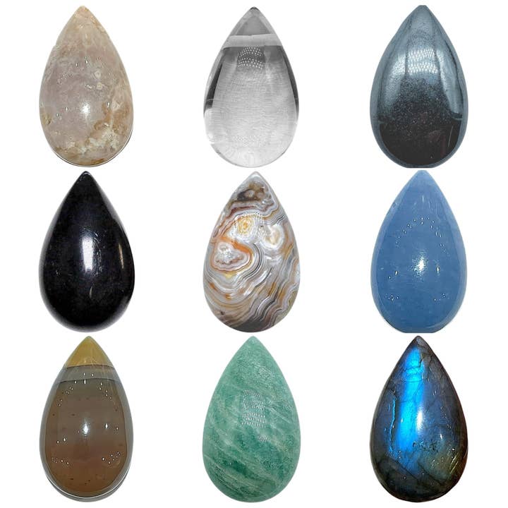 Foliesbijoux - Wholesale Individual Charm/Pendant - Drop-shaped pendant pierced on the side (45 different stones)