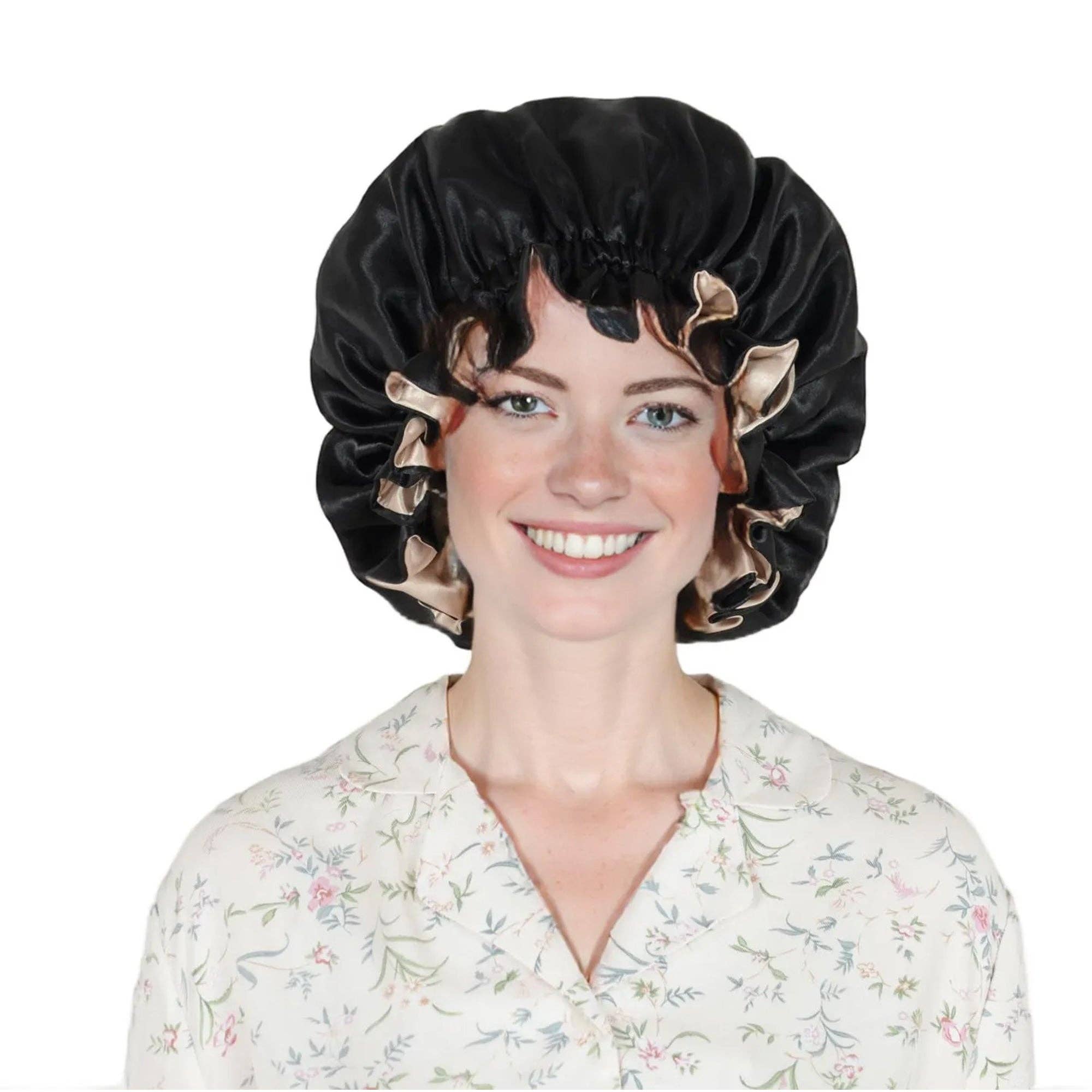 AK Brand – Engroshandel Nathue – til kvinder – Satin sovekalot med dobbelt lag og flæsekantet silkehat5