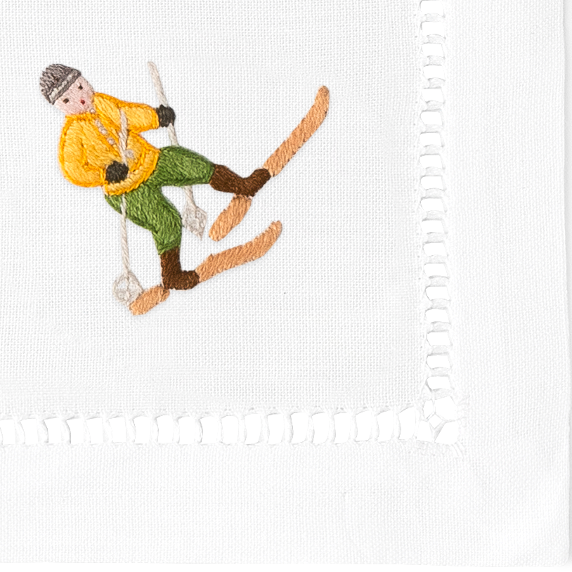 Henry Handwork – wholesale Middags- och tygservett – Skidåkare Cocktail servetter | Blandad uppsättning av 42